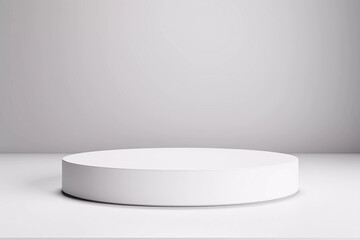 Empty pedestal 3d white round podium. Generative ai.