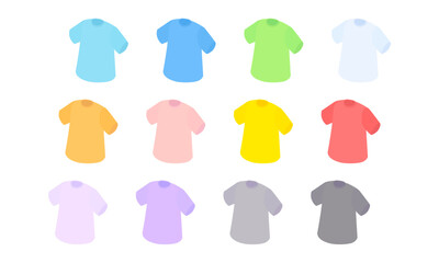 色違いのTシャツがたくさん並んでいるイラスト