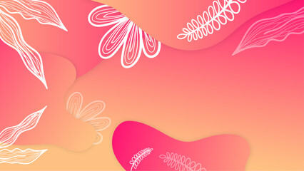 Fototapeta na wymiar Pink peach and white summer vector background with beach illustrations for banners, cards, flyers, social media wallpapers, etc. Summer background with beach, flower, floral, coconut, leaf, and sun