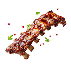 Grill Pork ribs, realistic 3d ribs flying in the air, grilled meat collection, ultra realistic,...