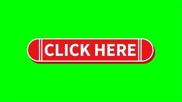 click here button Motion Video In Red Rounded Rectangle Shape On Green Screen Background For Link Promotion Sale Business Marketing Social Media Information
