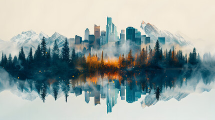 Fototapeta premium City and Mountain Range
