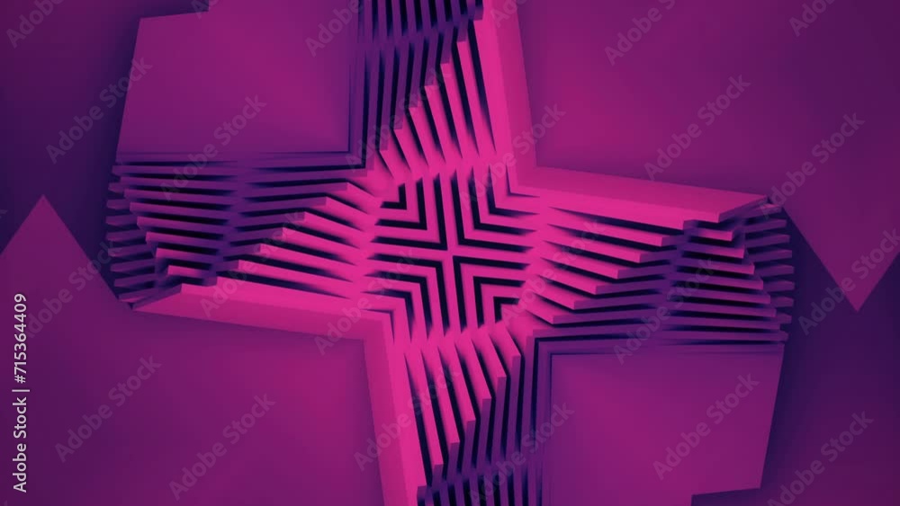 Aufkleber Background with loop animation of pink geometric pattern. 3d rendering 4K