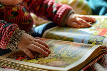 children reading books together - obrazy, fototapety, plakaty
