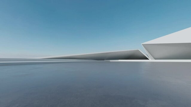 3d render of abstract futuristic architecture with empty concrete floor. Scene for car presentation.