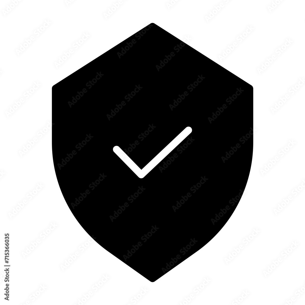 Wall mural shield check solid glyph icon