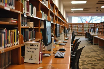 Fotobehang technological aspects of modern libraries © Digitalphoto 4U