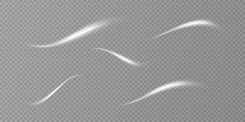 Glowing white lines. Speed ​​line effect, swirl. Light trail wave. Background.  © kulinskaia