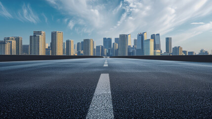 Urban skyline and open roads.