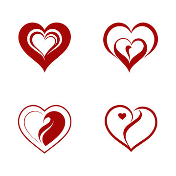  flat design heart icons set hand drawn