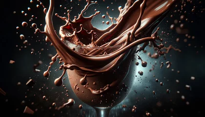 Fototapeten  chocolate splashing out of a glass © Erion