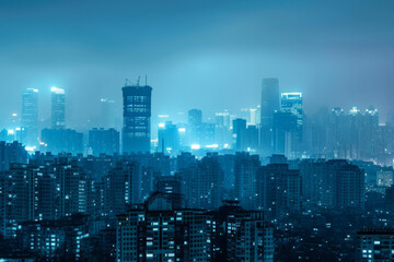 The skyline and night view of modern cities.