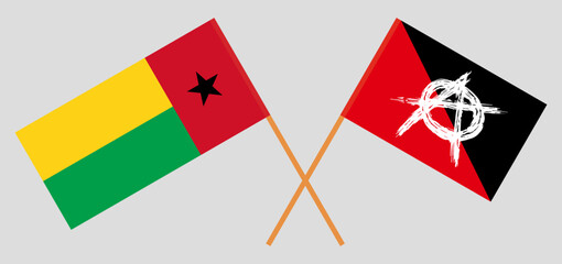 Crossed flags of Guinea-Bissau and anarchy. Official colors. Correct proportion