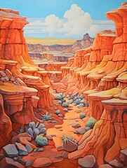 Ancient Desert Landforms: Vivid Acrylic Landscape Art Inspired by the Colors of the Desert