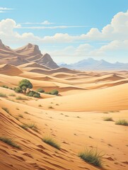 Fototapeta na wymiar Ancient Desert Landforms: Panoramic Sand Vistas � Countryside Art and Landscape Print