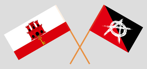 Crossed flags of Gibraltar and anarchy. Official colors. Correct proportion