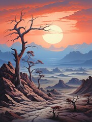 Dawn Painting: Ancient Desert Landforms and Twilight Landscape With a Calming, Desert Chill - obrazy, fototapety, plakaty