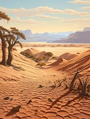 Ancient Desert Landforms: Panoramic Sand Vistas in a Countryside Art Print