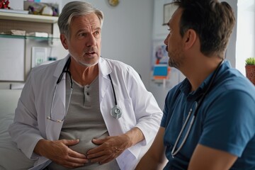 Obraz premium Man with heart problems on the visit to doctor.