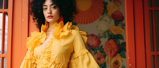 An authentic portrait of a Mexican woman in yellow