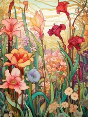 Art Nouveau Floral Designs: Abstract Landscape and Modern Floral Motifs