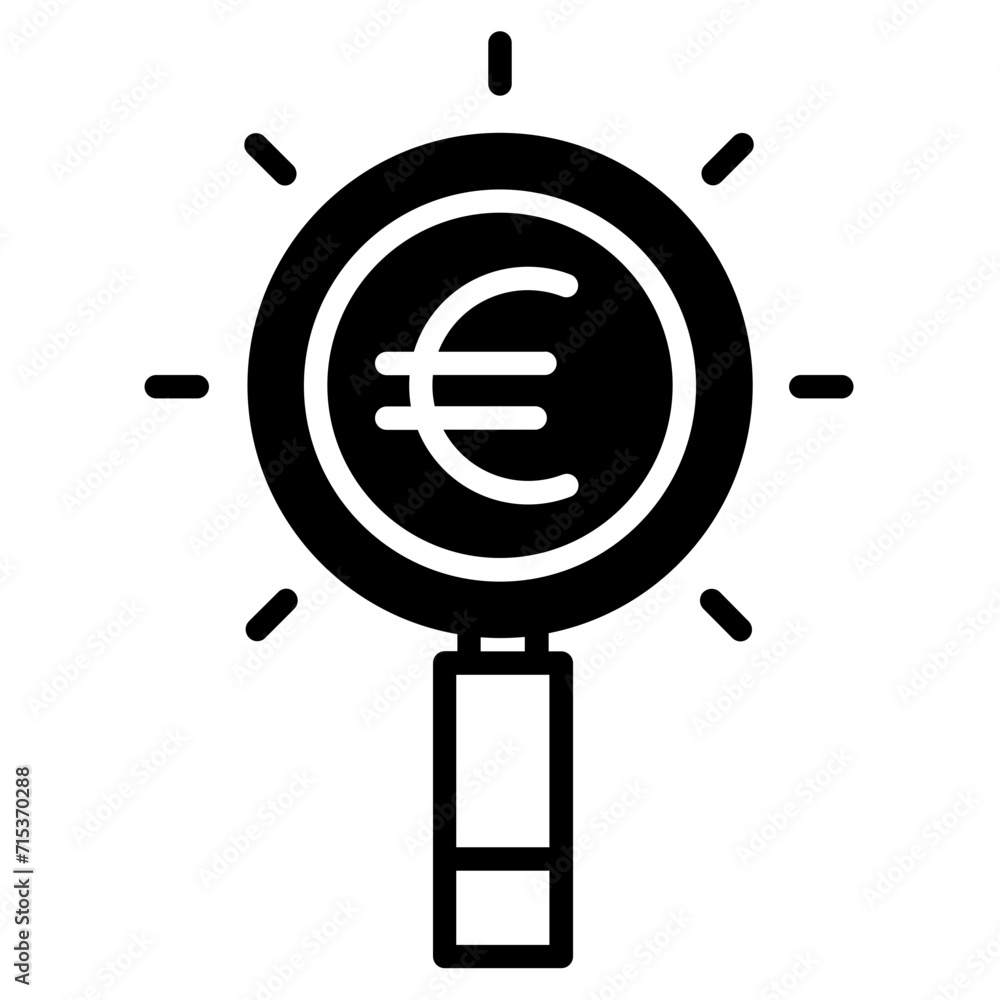 Wall mural Euro Search solid glyph icon