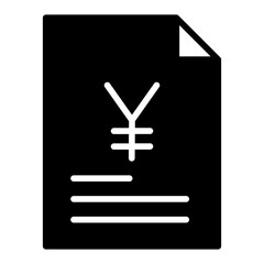Obraz premium Yen Document solid glyph icon