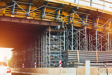 Construction of bridge. The road is currently under construction at several levels to increase...