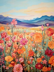 Blooming Desert Florals: Abstract Landscapes of Vibrant Desert Flowers