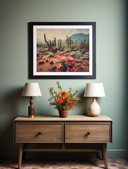 Blooming Desert Florals: Elegantly Framed Landscape Print