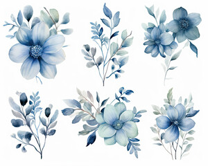 Vibrant Blue Flower Bouquet in Front of White Background