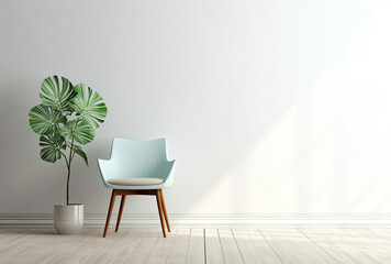 Chair and Potted Plant in Room, A Simple and Green Interior Design Element