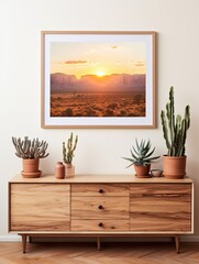 Bohemian Desert Sunsets Art Print, Vintage Landscape, Nature Artwork, Desert Landscape Art: Tranquil Sands