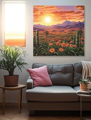 Bohemian Desert Sunsets: Rolling Hills Art, Canvas Print Landscape of Evening Shade