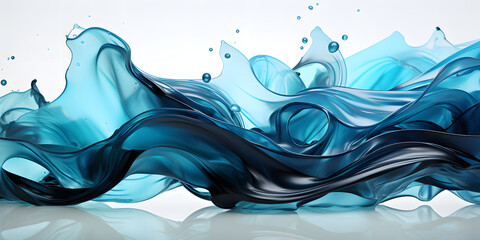 Blue Water Splash Effect. Blue Liquid Floating in the Air