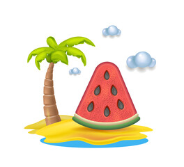 The concept of a tourist holiday, vacation in exotic countries. 3D vector illustration
