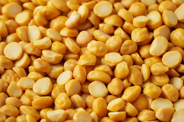 close up split bengal gram or chana dal food background texture