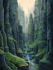 Cascading Canyons: A River's National Park Art Print Celebrating Protected Canyons and Their Rivers