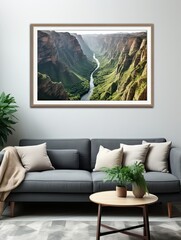 CRUCIAL RIVERS:  Cascading Canyon Panoramic Landscape Print with Wide Views of Vast River Canyons