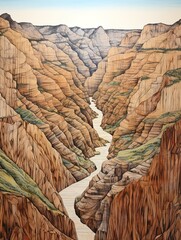 Cascading Canyon Rivers: Captivating Panoramic Landscape Print with Wide Views