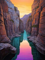 Twilight Landscape: Calm Canyon Rivers in Cascading Serenity