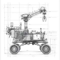 construction machinery illustration, construction, crane, machine, illustration, Ai generated