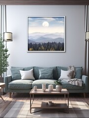 Celestial Moon Phases - Panoramic Landscape Print, Scenic Vista Wall Art.