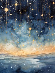 Celestial Zodiac Constellations: Starry Seascape Ocean Wall Decor