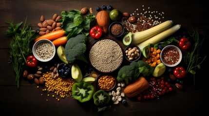 Obraz na płótnie Canvas Dietary fiber healthy food shot from above