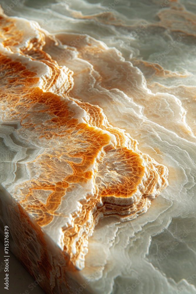 Poster an elegant marble table top with unique, flowing patterns and refined tones,