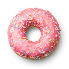 Donut isolated. Fresh donut on a transparent background, top view.