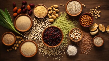 Obraz na płótnie Canvas Dietary fiber healthy food shot from above