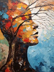 Contemporary Abstract Portraits: Tree Line Artwork with Abstract Nature