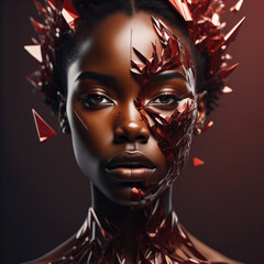 Model mit roter Splittermaske